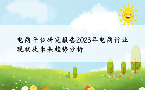 电商平台研究报告2023年电商行业现状及未来趋势分析