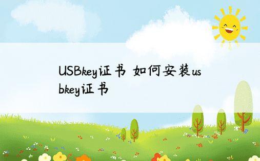 USBkey证书 如何安装usbkey证书 