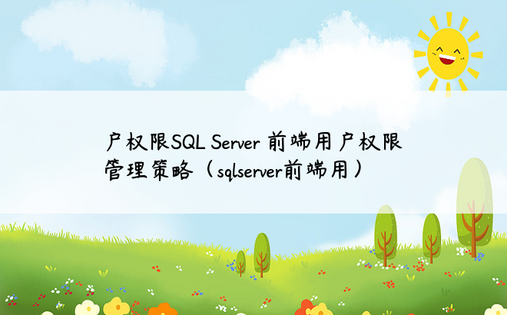 户权限SQL Server 前端用户权限管理策略（sqlserver前端用）