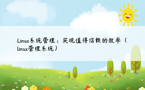 Linux系统管理：实现值得信赖的效率（linux管理系统）