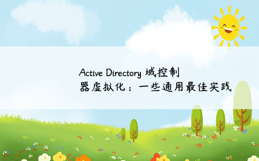 Active Directory 域控制器虚拟化：一些通用最佳实践 