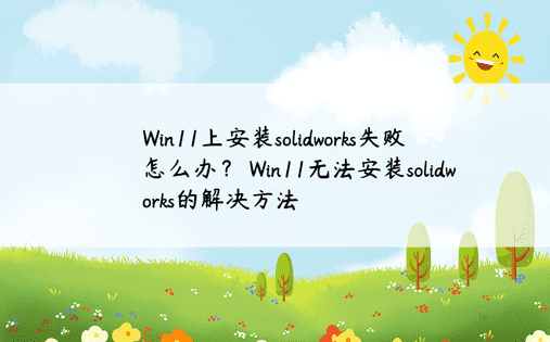 Win11上安装solidworks失败怎么办？ Win11无法安装solidworks的解决方法