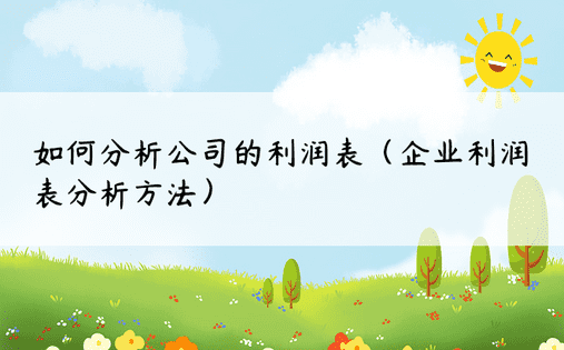 如何分析公司的利润表（企业利润表分析方法）