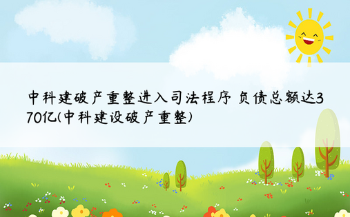 中科建破产重整进入司法程序 负债总额达370亿(中科建设破产重整)