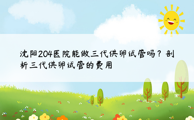 沈阳204医院能做三代供卵试管吗？剖析三代供卵试管的费用