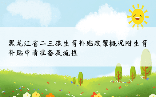 黑龙江省二三孩生育补贴政策概况附生育补贴申请准备及流程