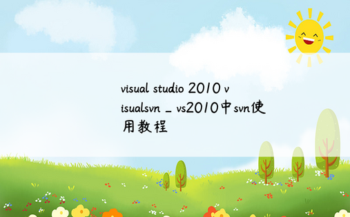 visual studio 2010 visualsvn_vs2010中svn使用教程